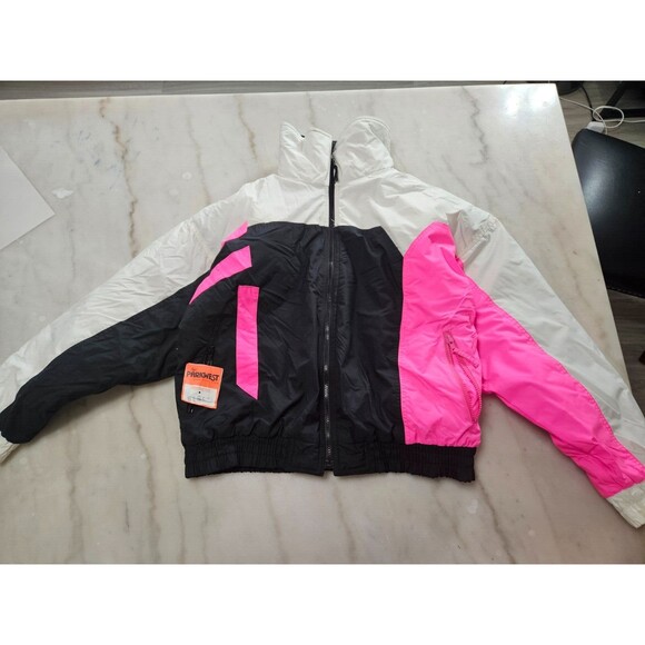 U&I Sport Colorblock Windbreaker Jacket, Black, Pink & White, Lightweight, Sz M - Picture 10 of 16